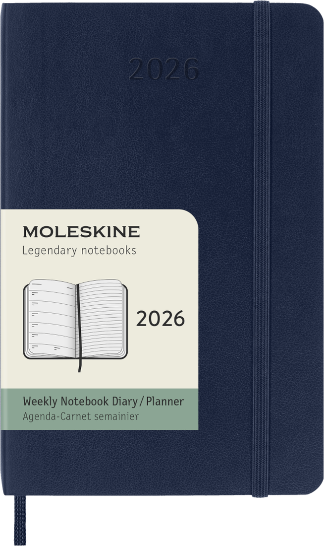 Agenda 12 Mesi Settimanale Moleskine Pocket con Copertina Morbida Blu Zaffiro 2026