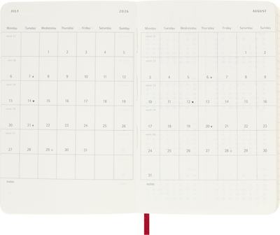 Agenda 12 Mesi Settimanale Moleskine Pocket con Copertina Morbida Rosso 2026