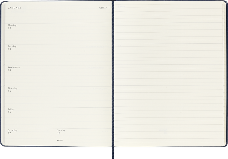 Agenda 12 Mesi Settimanale Moleskine XL con Copertina Rigida Blu Zaffiro 2026