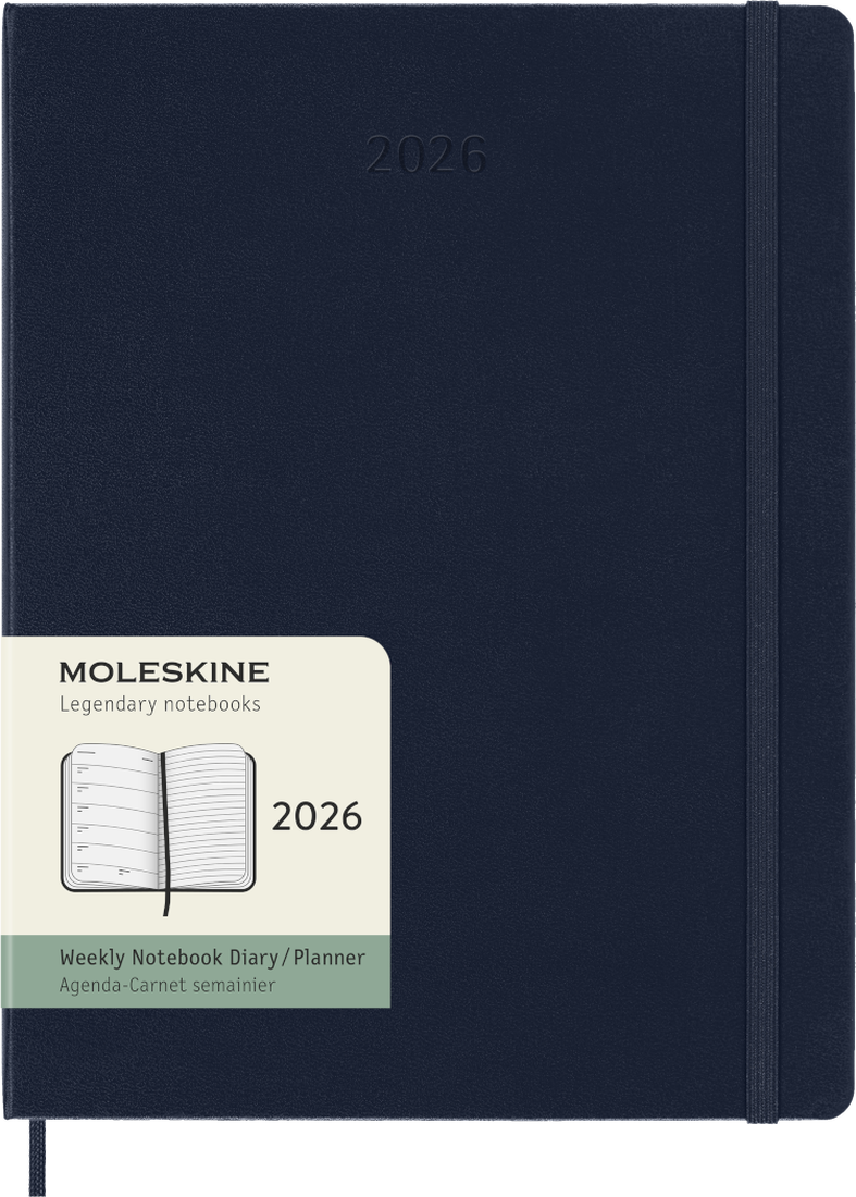 Agenda 12 Mesi Settimanale Moleskine XL con Copertina Rigida Blu Zaffiro 2026
