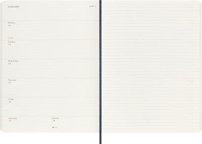 Agenda 12 Mesi Settimanale Moleskine XL con Copertina Morbida Blu Zaffiro 2026