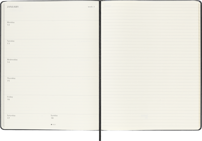 Agenda 12 Mesi Settimanale Moleskine XL con Copertina Rigida Nero 2026