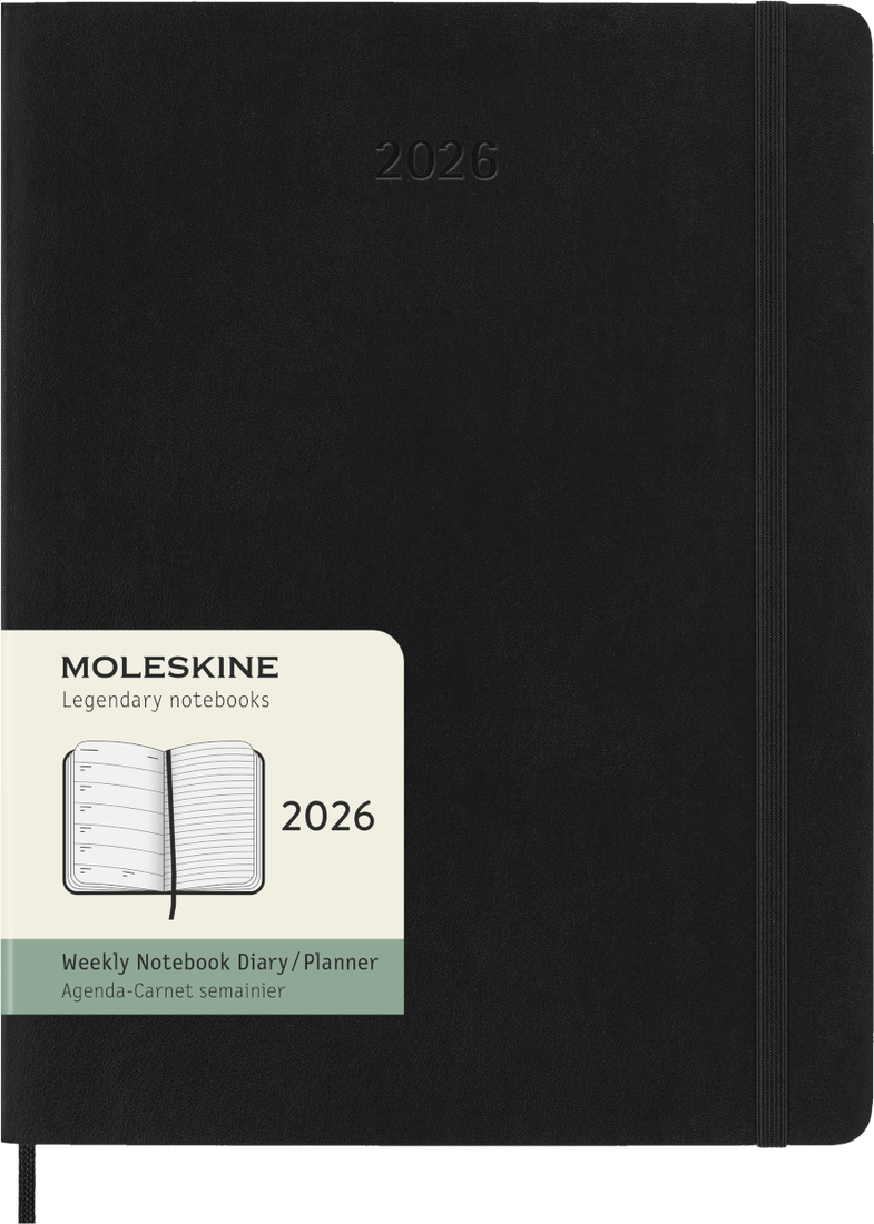 Agenda 12 Mesi Settimanale Moleskine XL con Copertina Morbida Nero 2026