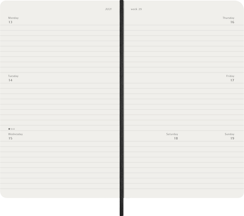 Agenda 12 Mesi Settimanale Orizzontale Moleskine Large con Copertina Morbida Nero 2026