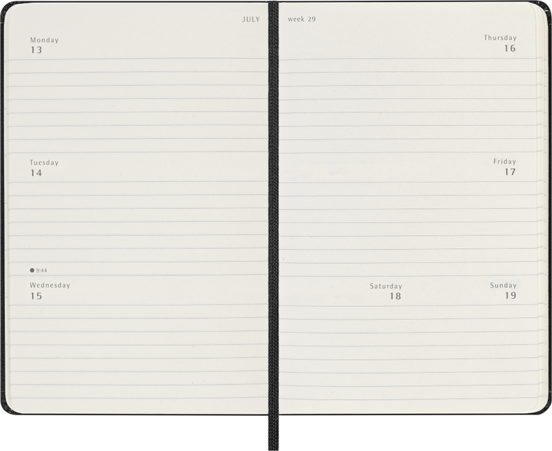 Agenda 12 Mesi Settimanale Orizzontale Moleskine Pocket con Copertina Rigida Nero 2026