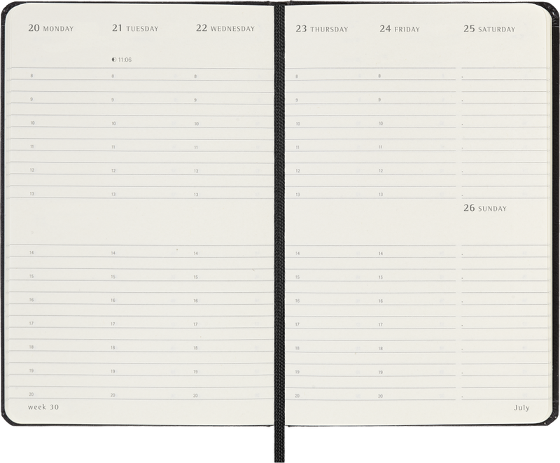Agenda 12 Mesi Settimanale Verticale Moleskine Pocket con Copertina Rigida Nero 2026
