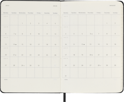 Agenda 12 Mesi Settimanale Verticale Moleskine Pocket con Copertina Rigida Nero 2026