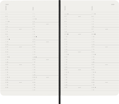 Agenda 12 Mesi Mensile Moleskine Large con Copertina Morbida Nero 2026