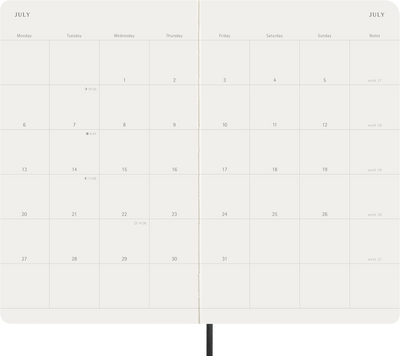 Agenda 12 Mesi Mensile Moleskine Large con Copertina Morbida Nero 2026