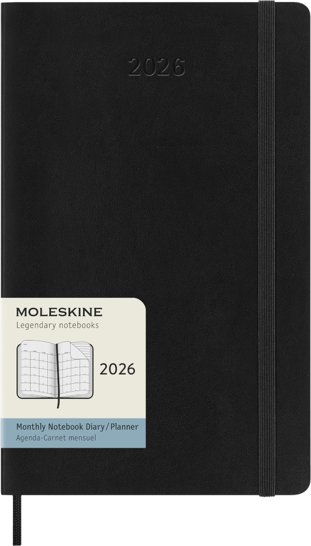 Agenda 12 Mesi Mensile Moleskine Large con Copertina Morbida Nero 2026