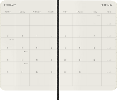 Agenda 12 Mesi Mensile Moleskine Pocket con Copertina Morbida Nero 2026