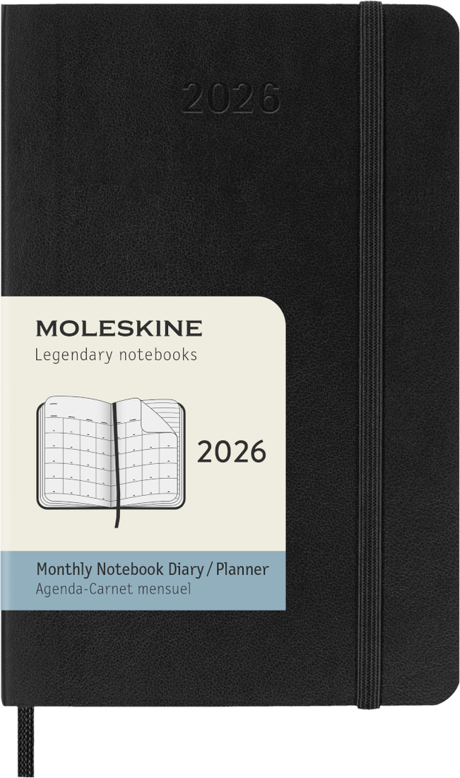 Agenda 12 Mesi Mensile Moleskine Pocket con Copertina Morbida Nero 2026