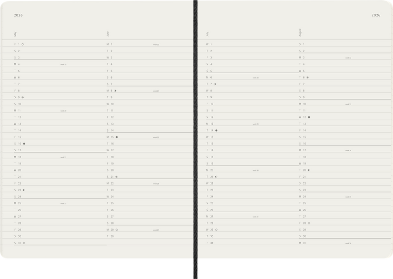 Agenda 12 Mesi Mensile Moleskine XL con Copertina Morbida Nero 2026