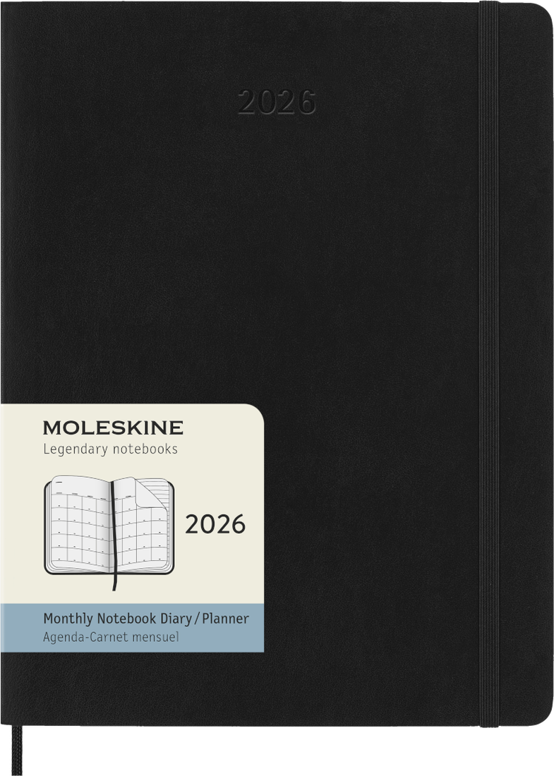 Agenda 12 Mesi Mensile Moleskine XL con Copertina Morbida Nero 2026