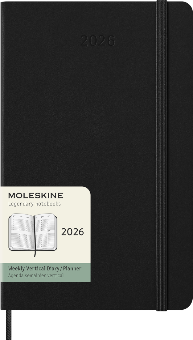 Agenda 12 Mesi Settimanale Verticale Moleskine Large con Copertina Rigida Nero 2026