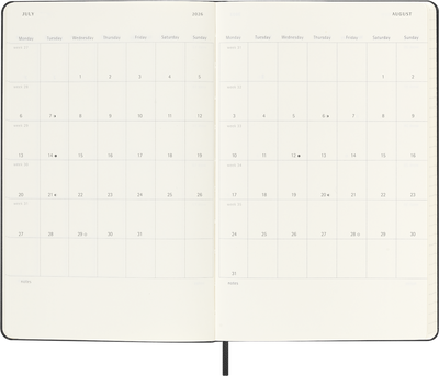 Agenda 18 Mesi Giornaliera Moleskine Large con Copertina Rigida Nero 2026