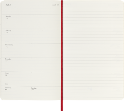 Agenda 18 Mesi Settimanale Moleskine Large con Copertina Morbida Rosso 2026