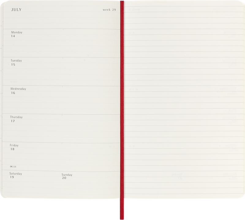 Agenda 18 Mesi Settimanale Moleskine Large con Copertina Morbida Rosso 2026
