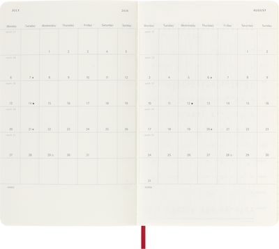 Agenda 18 Mesi Settimanale Moleskine Large con Copertina Morbida Rosso 2026