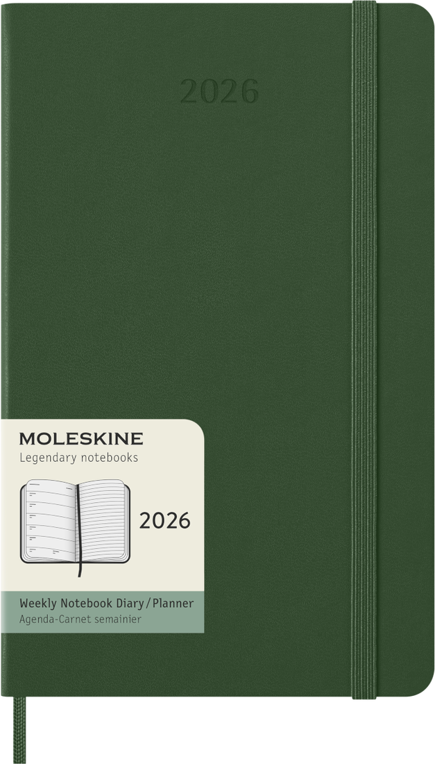 Agenda 12 Mesi Settimanale Moleskine Large con Copertina Rigida Verde Mirto 2026