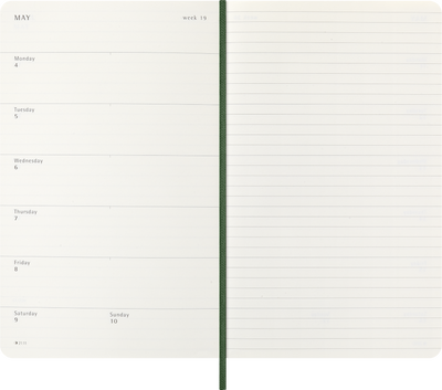 Agenda 12 Mesi Settimanale Moleskine Large con Copertina Morbida Verde Mirto 2026