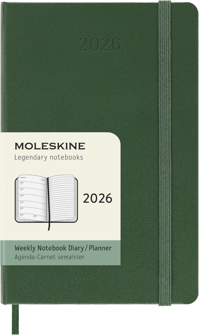 Agenda 12 Mesi Settimanale Moleskine Pocket con Copertina Rigida Verde Mirto 2026