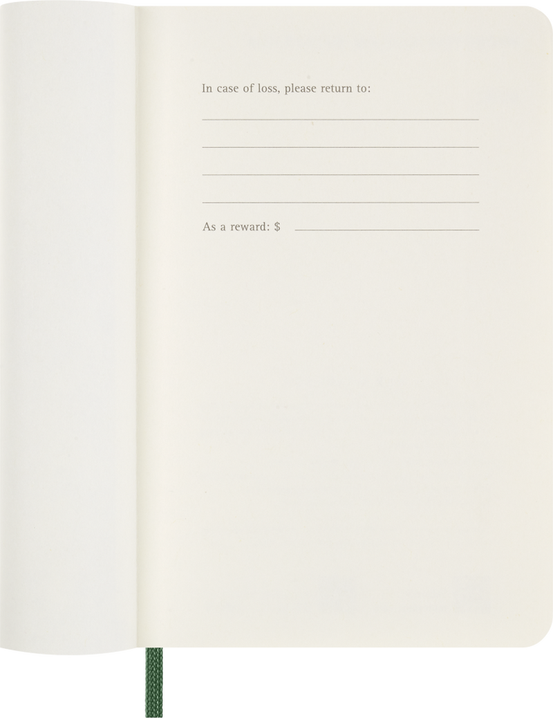 Agenda 12 Mesi Settimanale Moleskine Pocket con Copertina Morbida Verde Mirto 2026