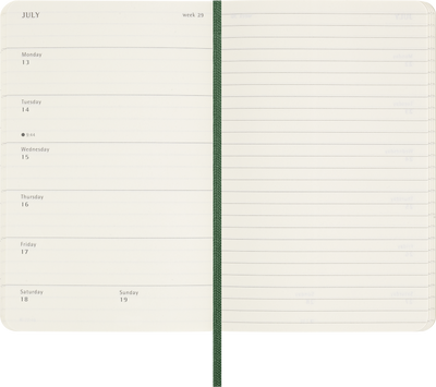 Agenda 12 Mesi Settimanale Moleskine Pocket con Copertina Morbida Verde Mirto 2026