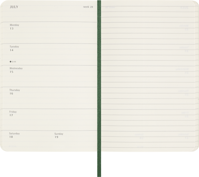 Agenda 12 Mesi Settimanale Moleskine Pocket con Copertina Morbida Verde Mirto 2026