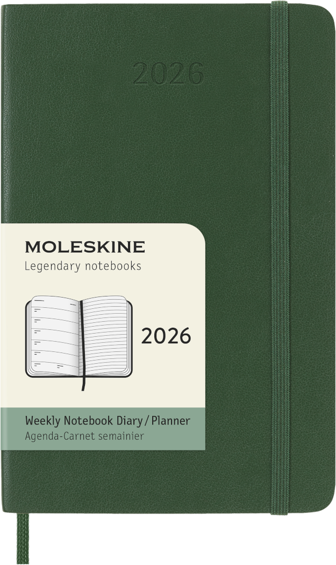 Agenda 12 Mesi Settimanale Moleskine Pocket con Copertina Morbida Verde Mirto 2026