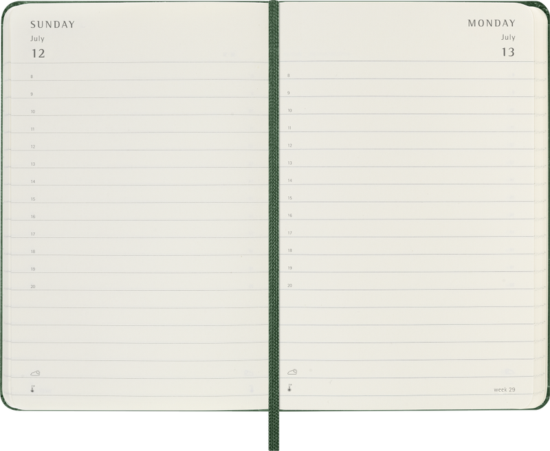 Agenda 12 Mesi Giornaliera Moleskine Pocket con Copertina Rigida Verde Mirto 2026