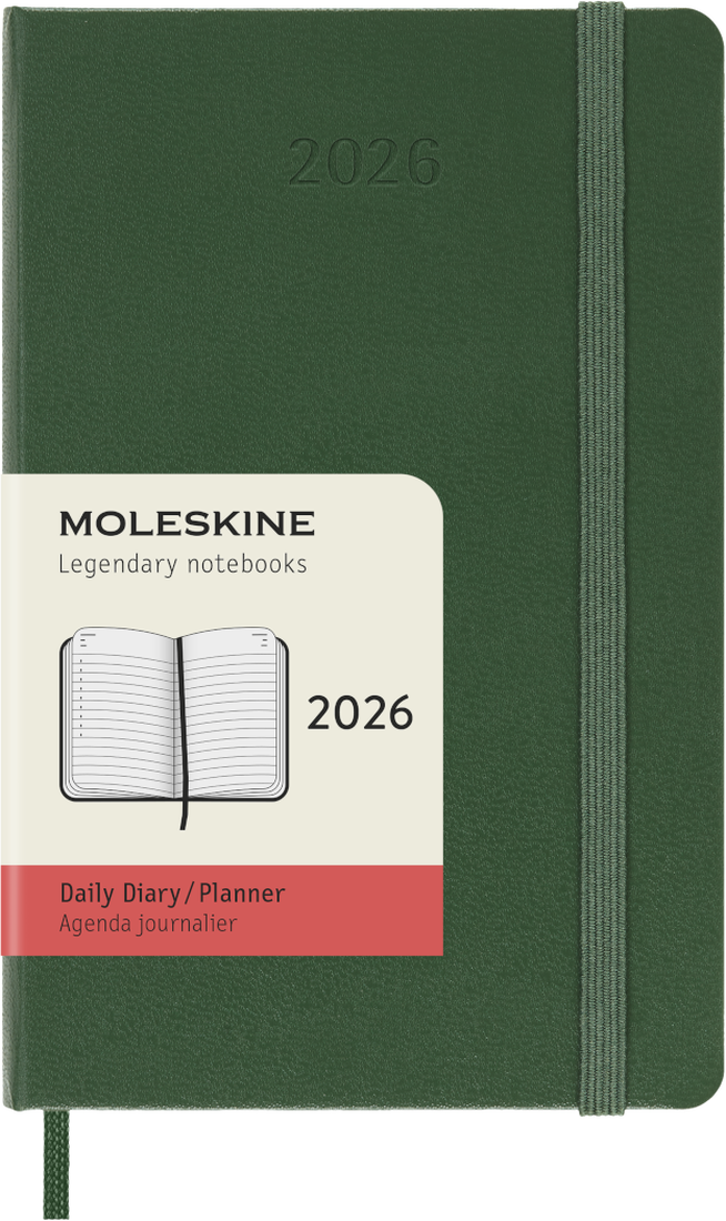 Agenda 12 Mesi Giornaliera Moleskine Pocket con Copertina Rigida Verde Mirto 2026