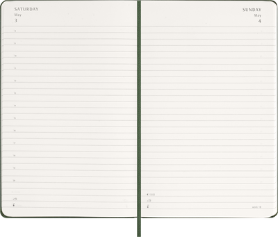 Agenda 12 Mesi Giornaliera Moleskine Large con Copertina Rigida Verde Mirto 2026