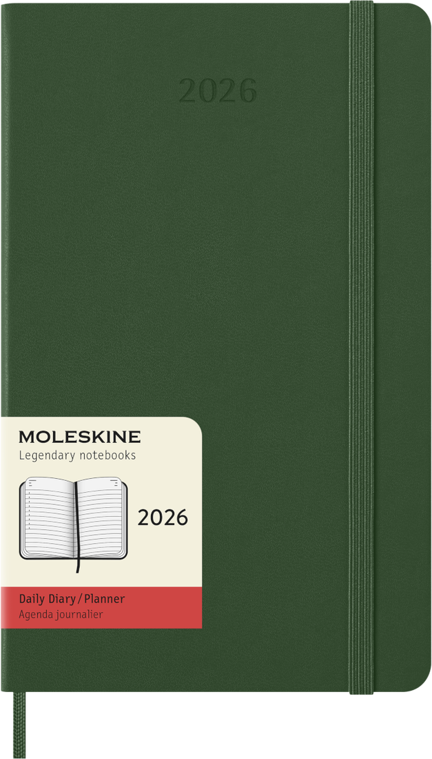 Agenda 12 Mesi Giornaliera Moleskine Large con Copertina Rigida Verde Mirto 2026
