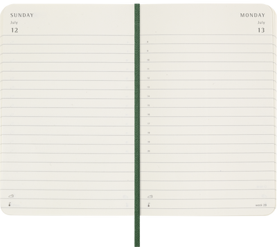 Agenda 12 Mesi Giornaliera Moleskine Pocket con Copertina Morbida Verde Mirto 2026