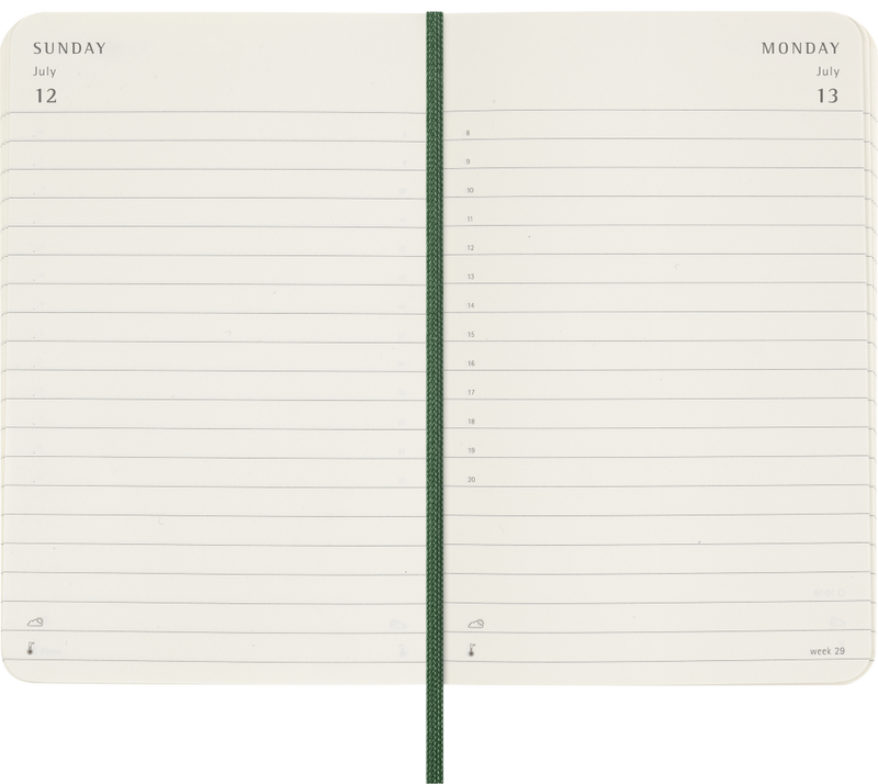 Agenda 12 Mesi Giornaliera Moleskine Pocket con Copertina Morbida Verde Mirto 2026