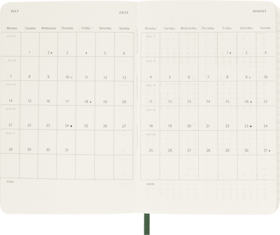 Agenda 12 Mesi Giornaliera Moleskine Pocket con Copertina Morbida Verde Mirto 2026