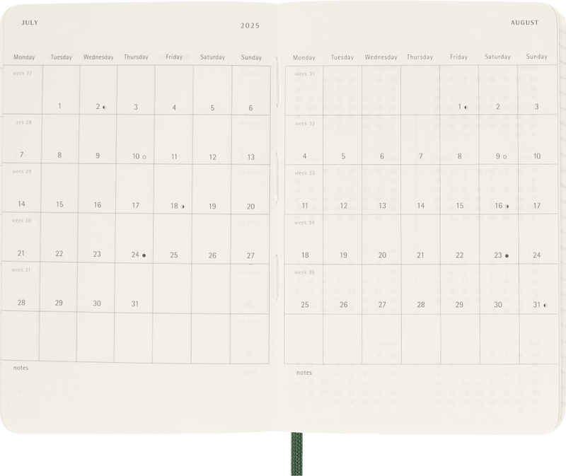Agenda 12 Mesi Giornaliera Moleskine Pocket con Copertina Morbida Verde Mirto 2026