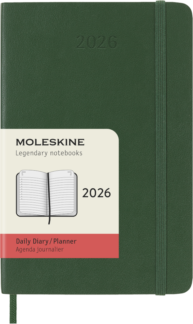 Agenda 12 Mesi Giornaliera Moleskine Pocket con Copertina Morbida Verde Mirto 2026