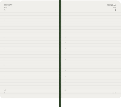 Agenda 12 Mesi Giornaliera Moleskine Large con Copertina Morbida Verde Mirto 2026