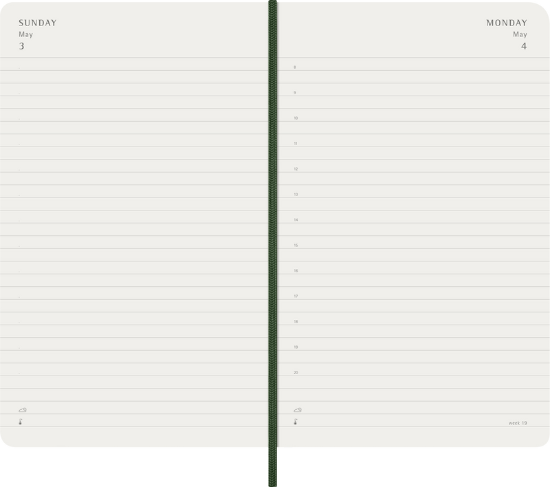 Agenda 12 Mesi Giornaliera Moleskine Large con Copertina Morbida Verde Mirto 2026