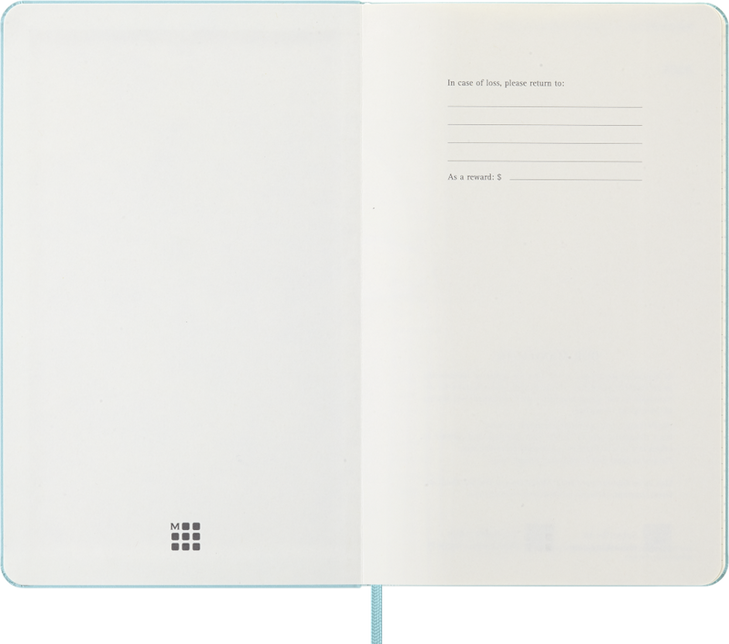 Agenda 12 Mesi Settimanale Moleskine Large con Copertina Rigida Aquamarina 2026