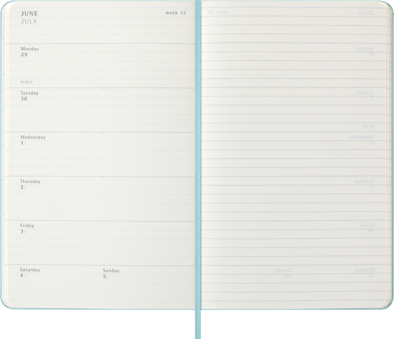 Agenda 12 Mesi Settimanale Moleskine Large con Copertina Rigida Aquamarina 2026