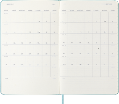 Agenda 12 Mesi Settimanale Moleskine Large con Copertina Rigida Aquamarina 2026