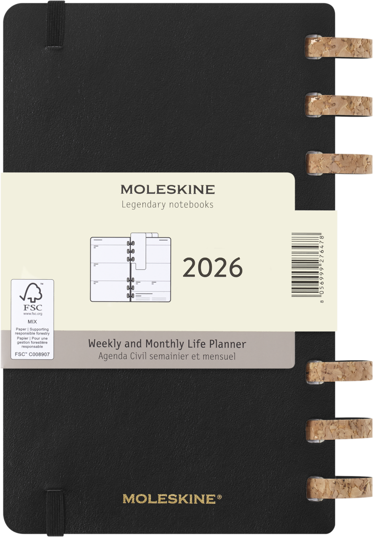 Agenda 12 Mesi Settimanale Moleskine Large Life Planner con Copertina Morbida e Spirale Nero 2026