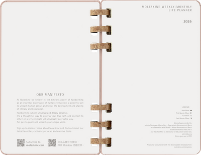 Agenda 12 Mesi Settimanale Moleskine Large Life Planner con Copertina Rigida e Spirale Almond 2026