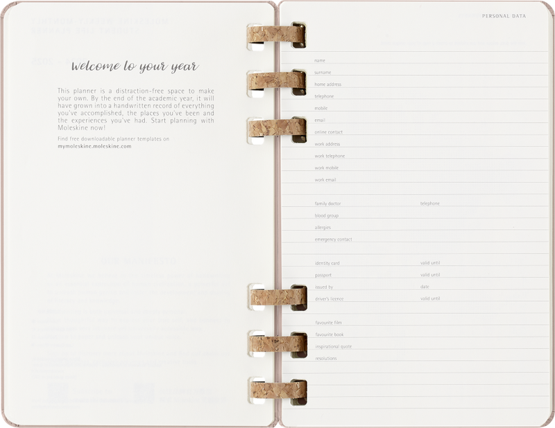 Agenda 12 Mesi Settimanale Moleskine Large Life Planner con Copertina Rigida e Spirale Almond 2026