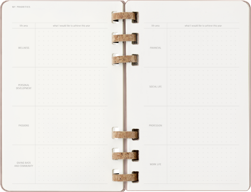 Agenda 12 Mesi Settimanale Moleskine Large Life Planner con Copertina Rigida e Spirale Almond 2026