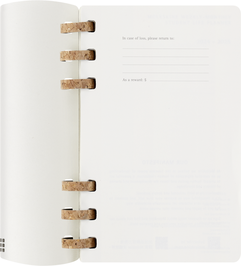 Agenda 12 Mesi Settimanale Moleskine Student Life Large con Copertina Morbida e Spirale Nero 2025/2026