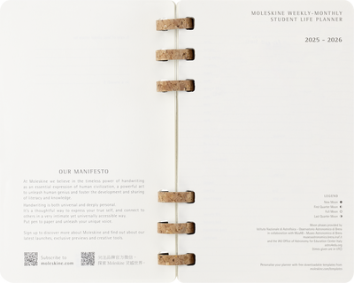 Agenda 12 Mesi Settimanale Moleskine Student Life Large con Copertina Morbida e Spirale Nero 2025/2026